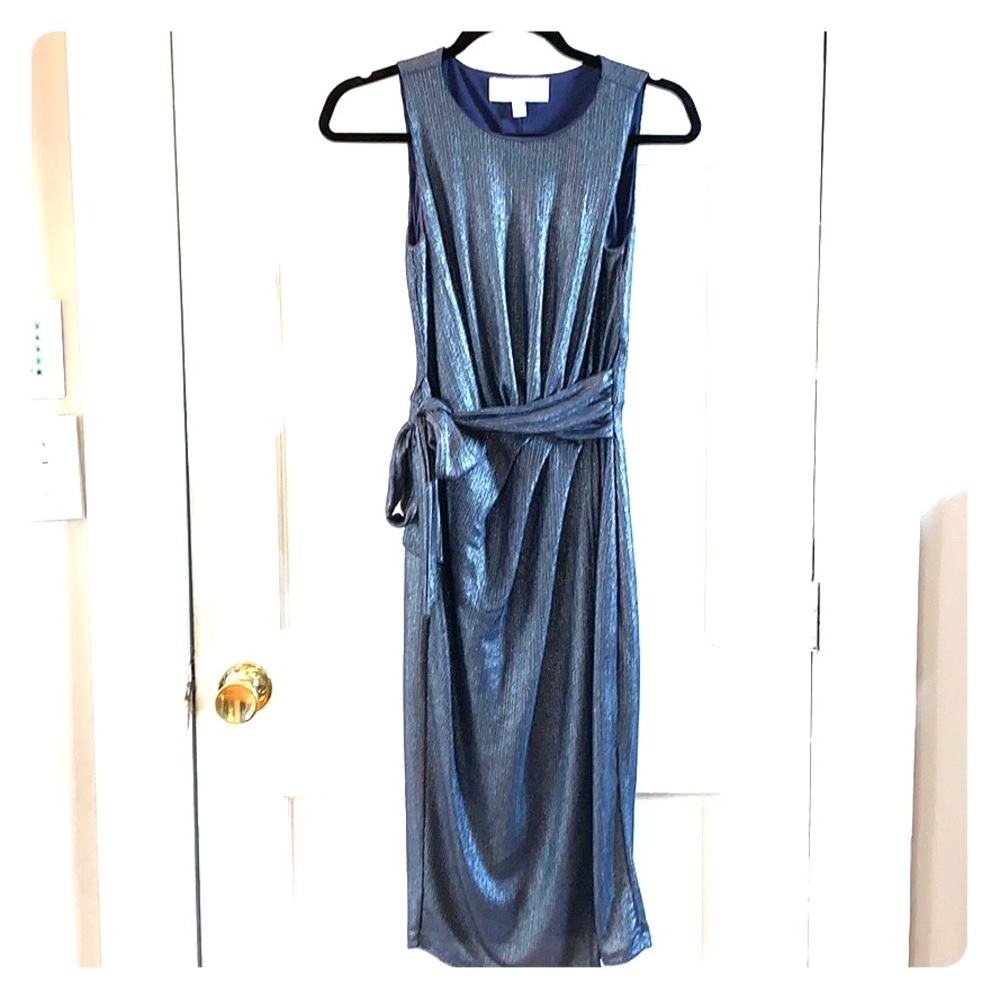 Blue/silver midi cocktail dress